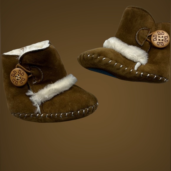 Furry Boots with Button Detail—12-18 months Brown - Picture 4 of 12